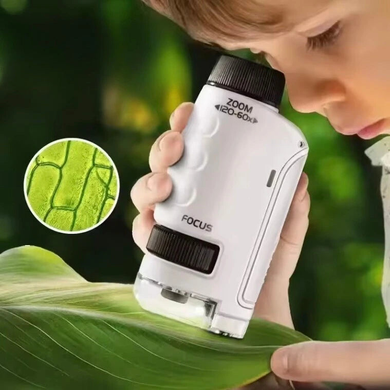 Kids Pocket Microscope with 60-120x Magnification – Portable STEM Learning Tool 0