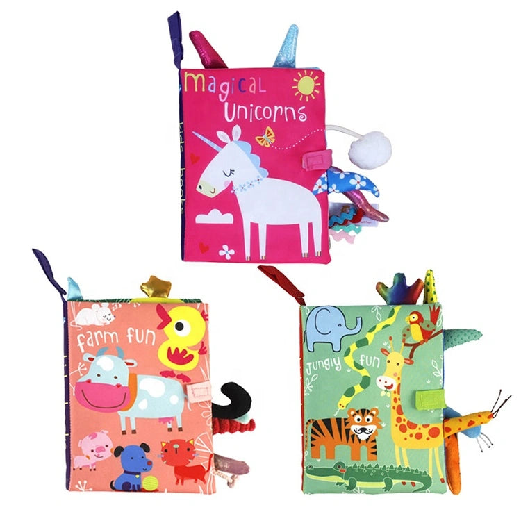 Soft Sensory Books for Toddlers – Interactive Fabric Books with Vibrant Illustrations for Early Learning and Exploration 0