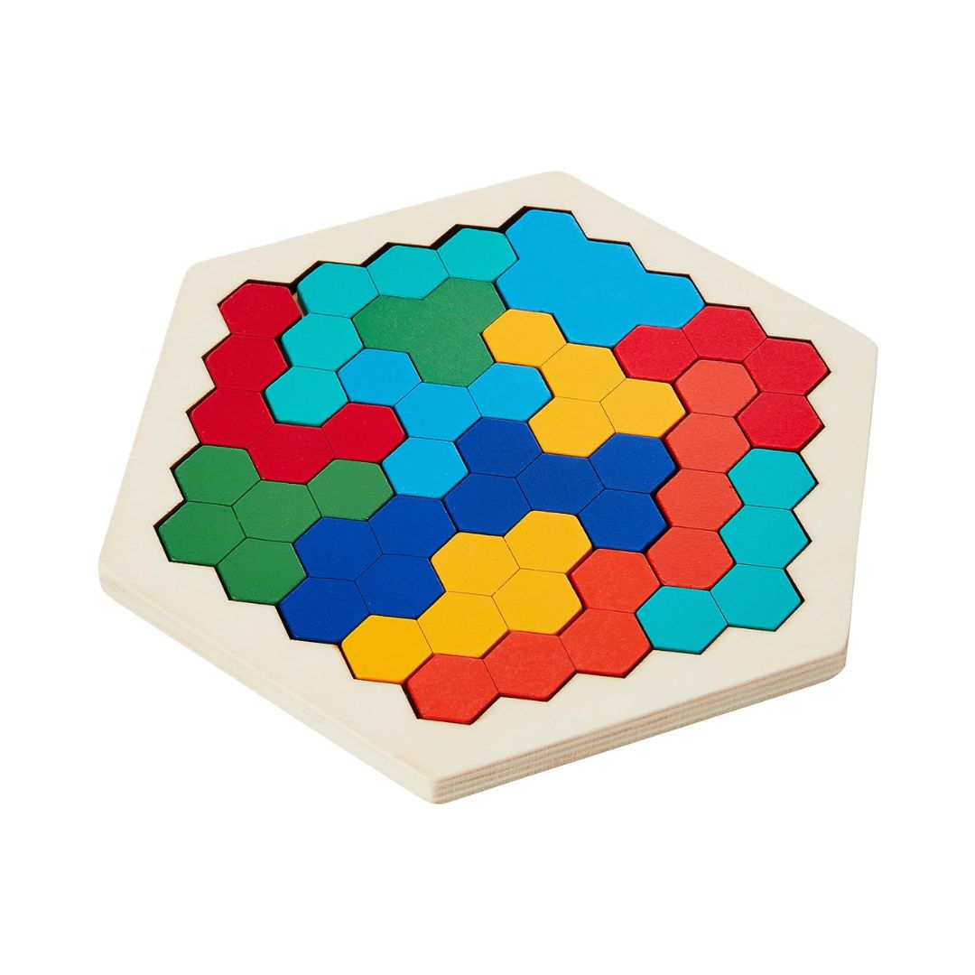 Wooden Hexagon Puzzle for Kids – Colorful Educational Toy for Cognitive Development, Fine Motor Skills, Safe Non-Toxic Design 0