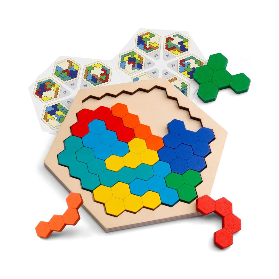 Wooden Hexagon Puzzle for Kids – Colorful Educational Toy for Cognitive Development, Fine Motor Skills, Safe Non-Toxic Design 1
