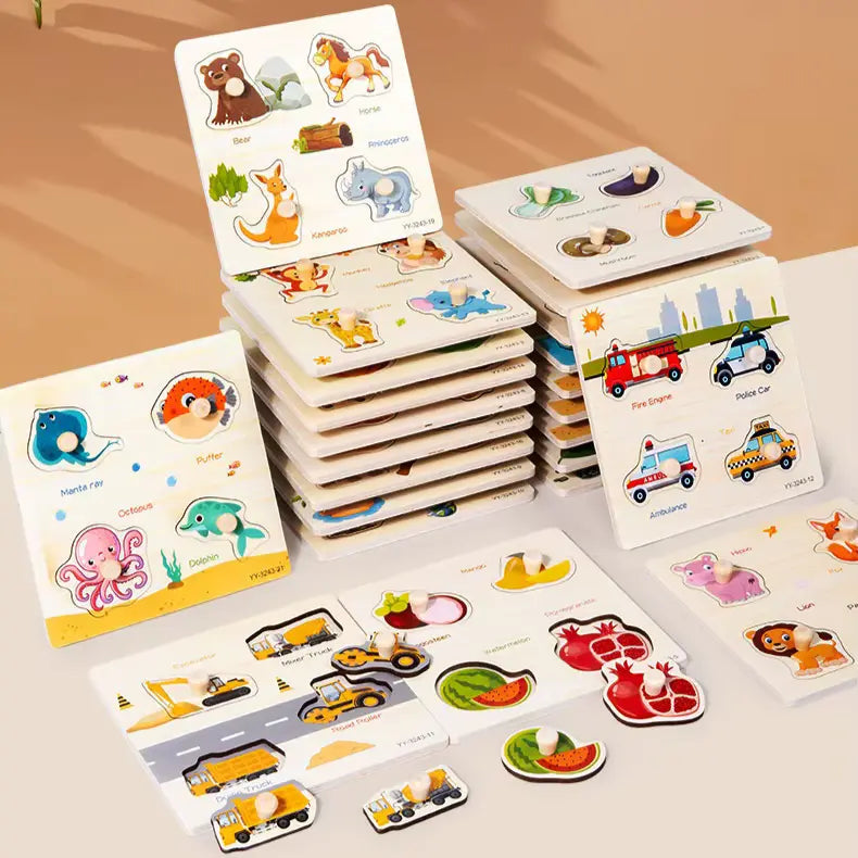 Wooden Shape & Place Puzzle for Toddlers – Montessori-Inspired Fine Motor Skill Development 0