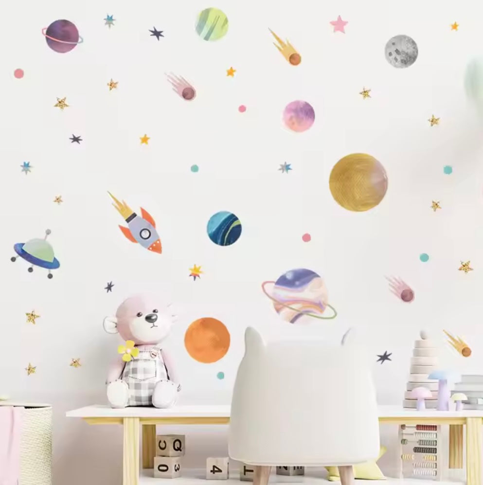 Cosmic Space Wall Stickers for Toddlers – Easy to Apply and Removable Decor 0