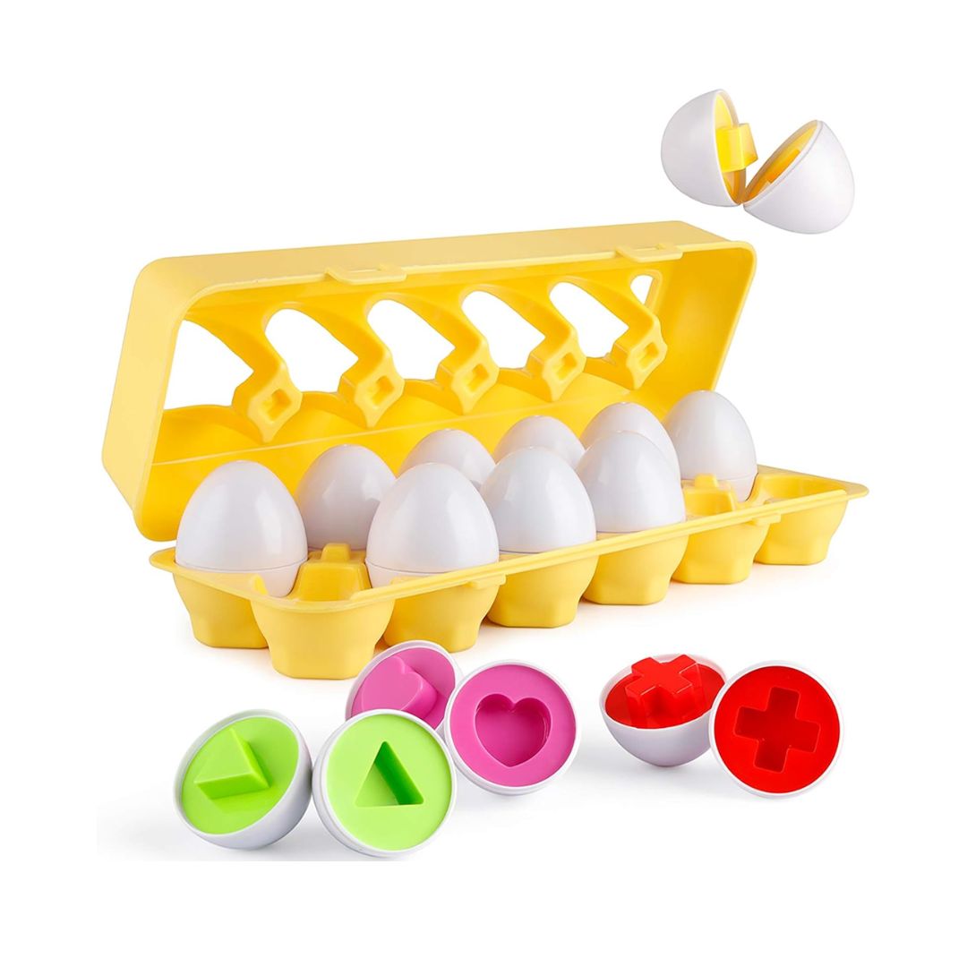 Educational Geometric Egg Toy Set for Toddlers – Colorful Shape Matching Learning Activity for 2-3 Year Olds 0