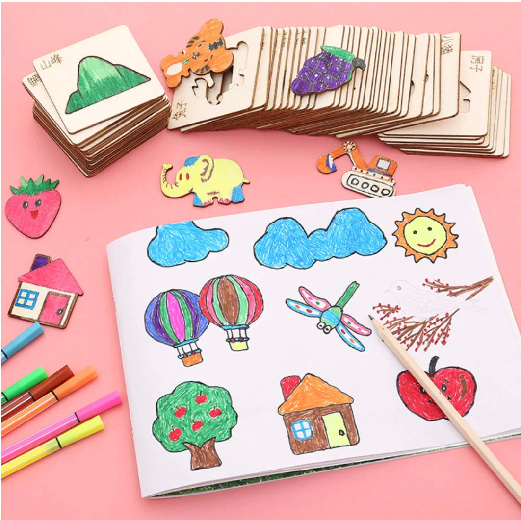Educational Toddler Art Stencils Set - 20 Fun and Creative Templates for Kids 0