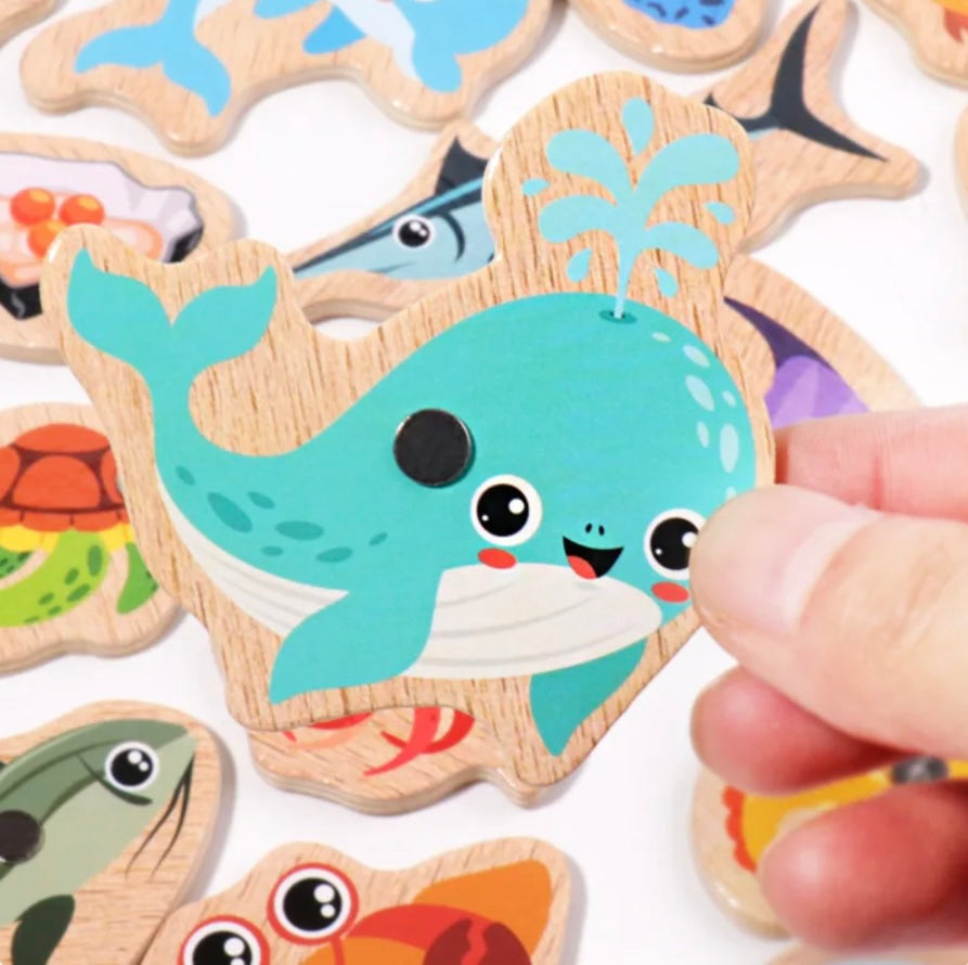 Magnetic Fishing Toy for Toddlers – Colorful Wooden Plates for Skill Development 1