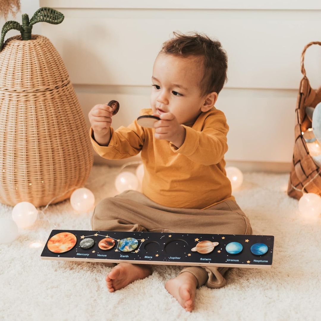 Montessori Solar System Puzzle for Toddlers - Interactive Learning Toy for Ages 2+, Develops Fine Motor Skills and Cognitive Abilities 1