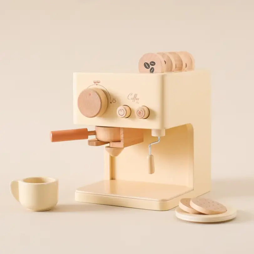 Wooden Coffee Machine Toy for Toddlers – Imaginative Role Play Set with Accessories 0