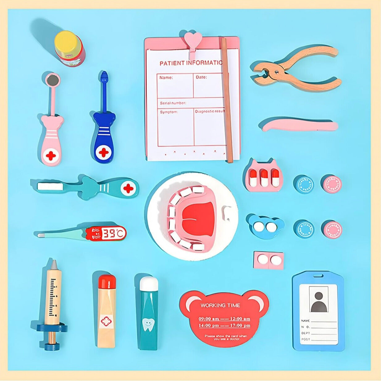 Wooden Doctor Kit for Toddlers – 20-Piece Doctor Play Set with Non-Toxic Tools for Imaginative Role Play 0