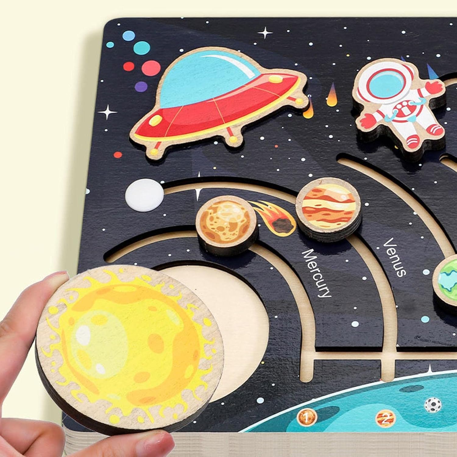 Wooden Solar System Puzzle for Toddlers – Educational Space Exploration Toy 1